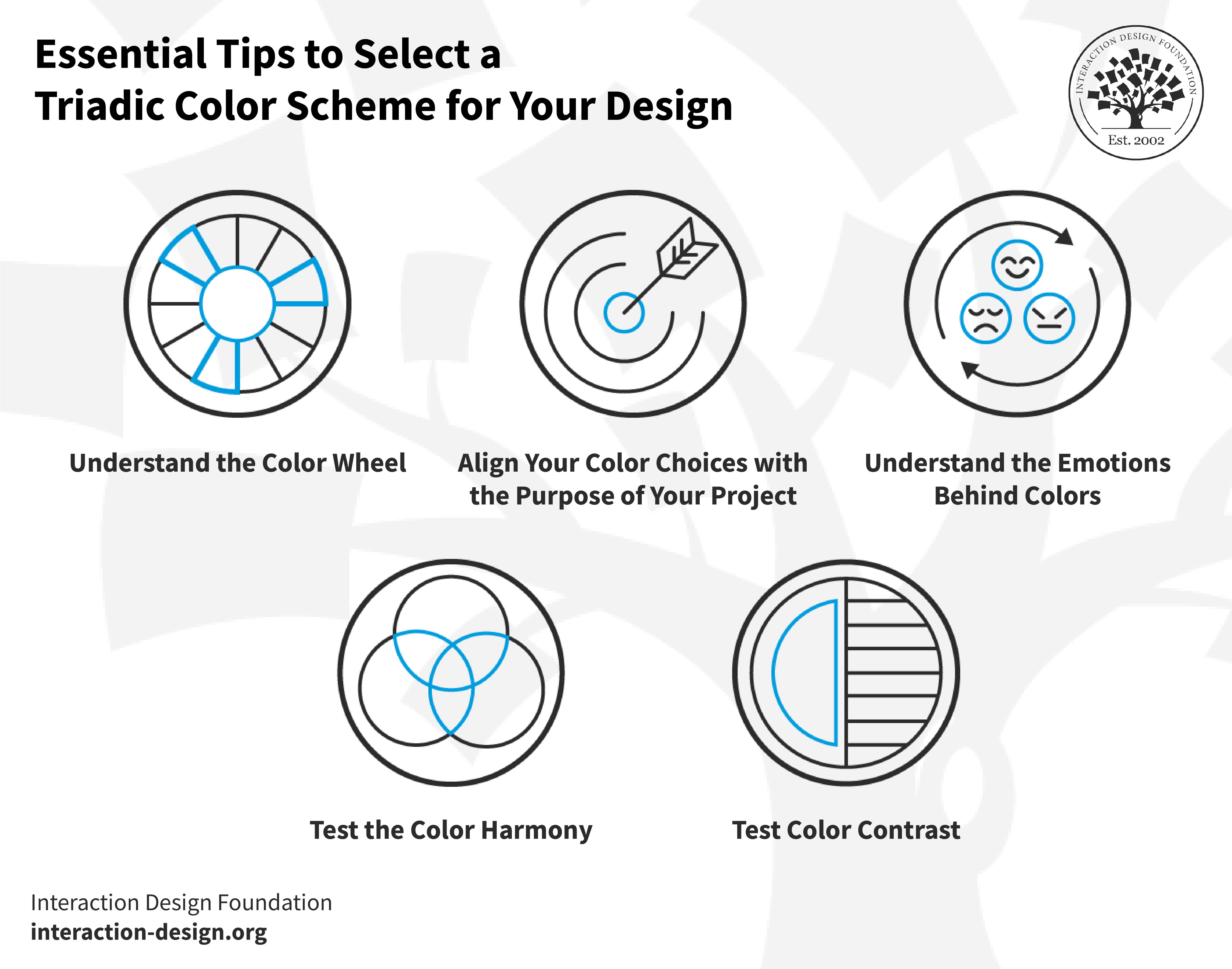 Five essential tips to select a triadic color scheme for your design.